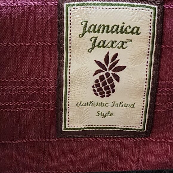 Jamaica Jaxx Maroon Checks Jacquard 100% Silk Camp Shirt - Picture 4 of 5